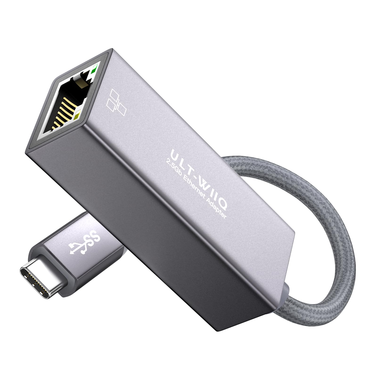 ULT-WIIQ USB C Ethernet 2.5Gb Adapter, USB C to RJ45 2.5Gb LAN Adaptor, RJ45 Gigabit LAN Adaptor, for Thunderbolt 4/3, USB4, MacOS, Windows, Linux, Steam Deck, Mac Mini Surface, NAS, Server