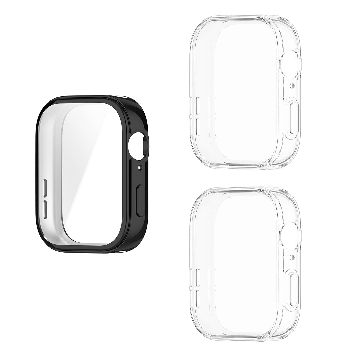 HOMTERN [3-Pack] Cases Designed for HUAWEI WATCH FIT 3, Soft TPU Lightweight Shell Drop-proof Scratch-Proof Flexible Screen Full Covered Protective Case,1 Black And 2 Clear