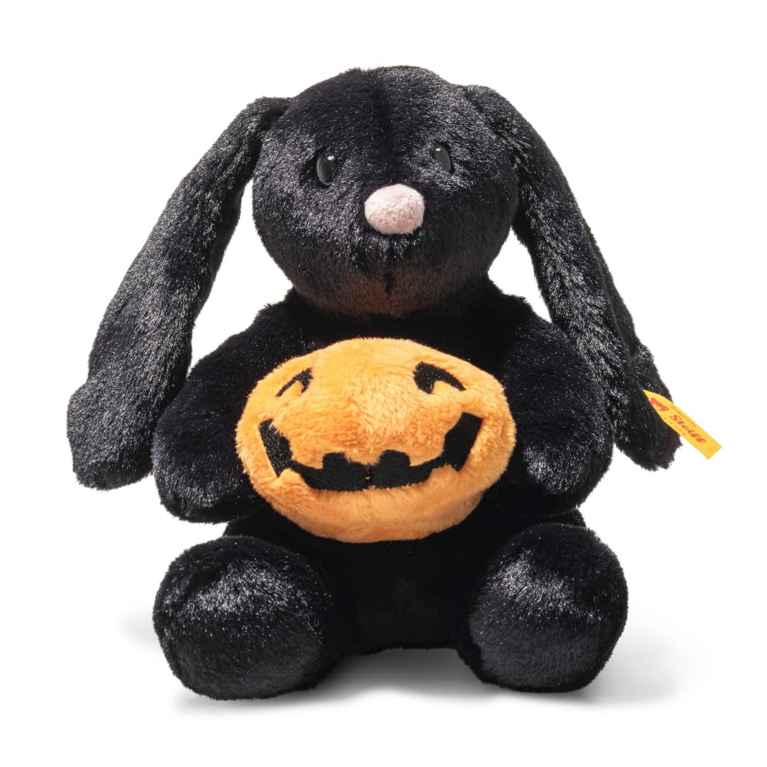 Steiff cuddly animal Mr. Spice Hoppie Bunny, cute stuffed animal, children, boys & girls, Friends, plush toy 16 cm, black, 081132
