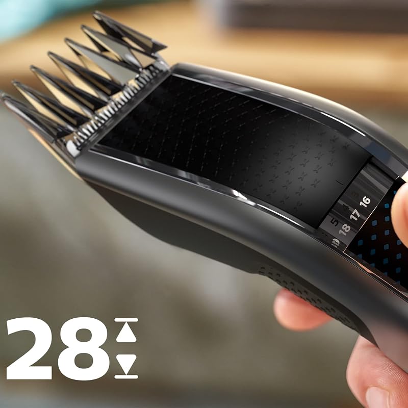 Hair Clipper Series 5000, Haarschneider mit Trim-n-Flow-Pro-Technologie, 28 Längeneinstellungen, 90 Min Akkubetrieb mit 1 Std Ladezeit, Schneller, gleichmäßiger Haarschnitt (Modell HC5650/15)