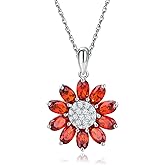 RANDES Dainty Sunflower Necklace 925 Sterling Silver White Gold Plated Leaf Clover Pendant Necklaces for Women Teen Girls Fashion Jewelry
