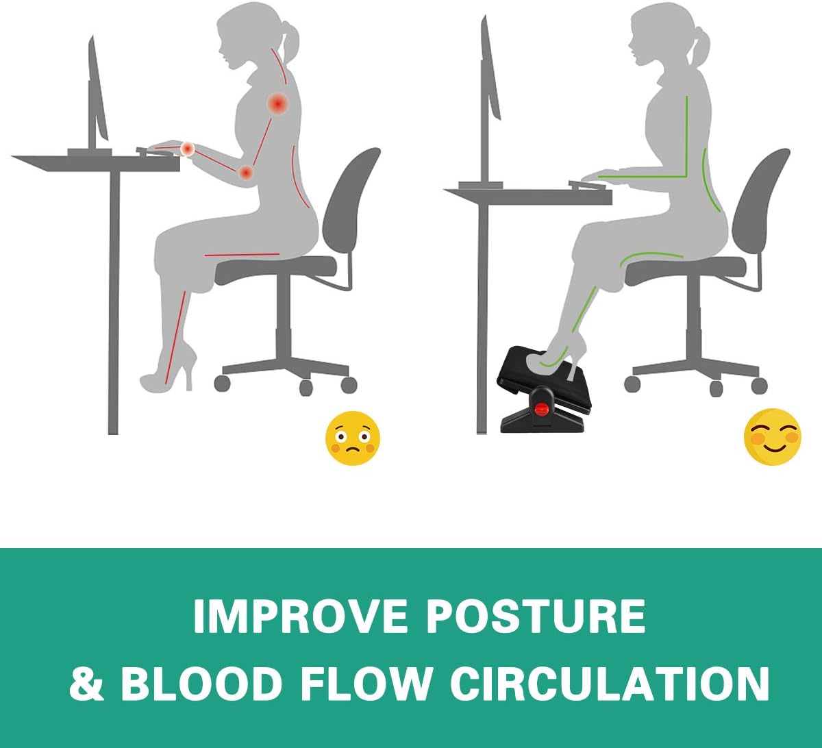 Prodigen Upgrade Adjustable Under Desk Footrest Ergonomic Foot Rest with Removable Sponge Cushion for Home, Office, Four Seasons, Tilt Angle Adjustment Non-Skid Massage Surface Comfort: Furniture & Decor