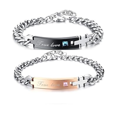 Oidea 1 par (2pcs) Hombre Mujer Pulsera, Acero inoxidable True ...