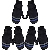 SATINIOR 3 Pairs Kids Winter Snow Mittens Waterproof Ski Mittens Windproof Unisex Gloves for Children Outdoor Activities