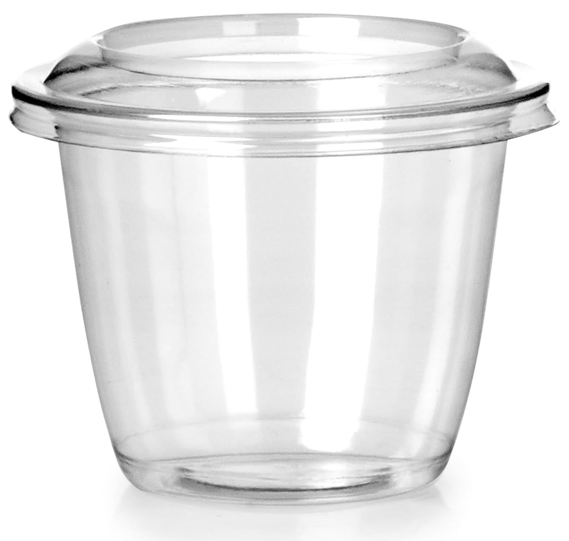 Signature Packaging Plastic Takeaway Container with Lid – Clear PET Pot for Food Storage, Leakproof Round Tub for Yogurt, Granola, Dips, Deli, Disposable and Reusable - 8oz Pack of 100 pots + 100 Lids