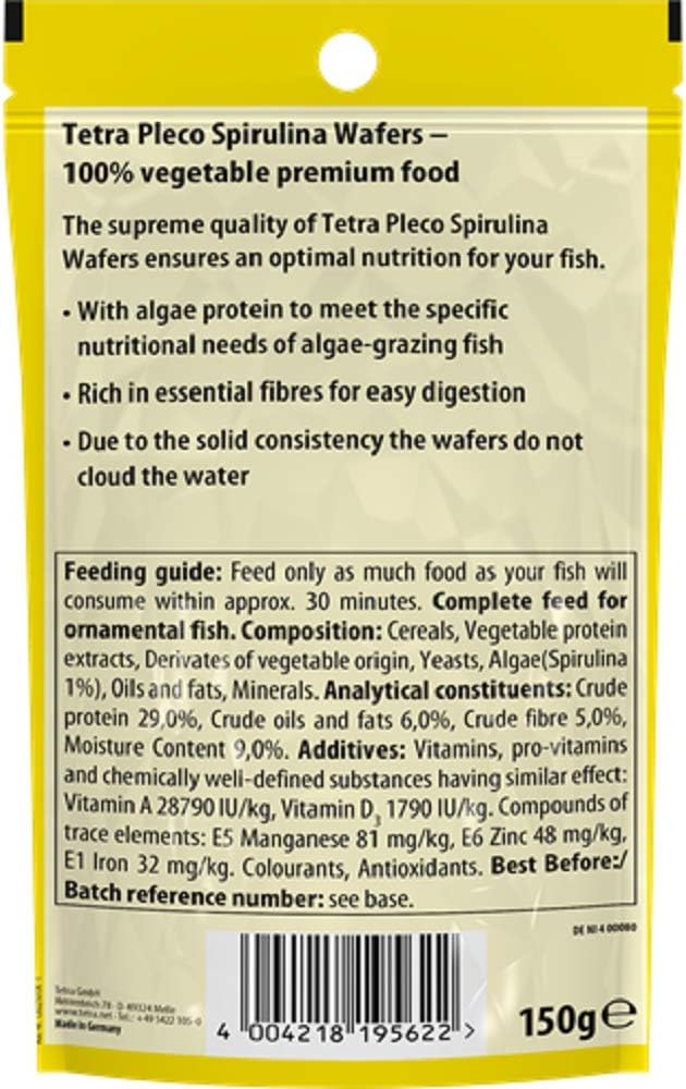 Tetra Pleco Fish Food Spirulina Wafers 42g, 100% Vegetable Premium Fish Food for Bottom Feeding Fish, 42 g (Pack of 1) - Image 3