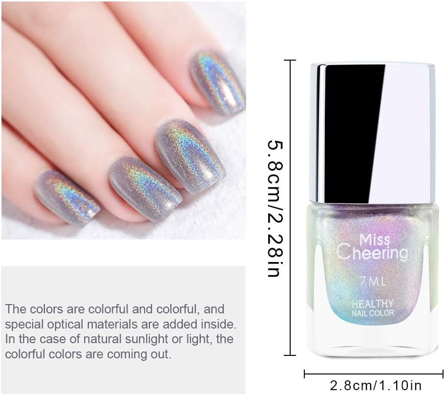 Ownest Holographic Nail Polish, Gorgeous Glossy Holographic Halo Glitter Polish Nail Art Nail Pigment Diamond Laser Nail Polish -LS01 : Beauty