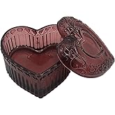 WHSLILR Glass Jewelry Box Heart Shape Cute Box for Storage Ring Earring Trinket Vintage Jewelry Organizer Decorative Gift for Women Girls-GRB003-Red