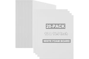 ALISWAT 20 Pack Foam Boards, 12" x 16.5" Foam Core Board for Projects, 3/16" Thikck White Poster Board for Signboards, A3 Styrofoam Board Perfect for Crafts,Art,Display,Presentation - Polystyrene Foam Sheet