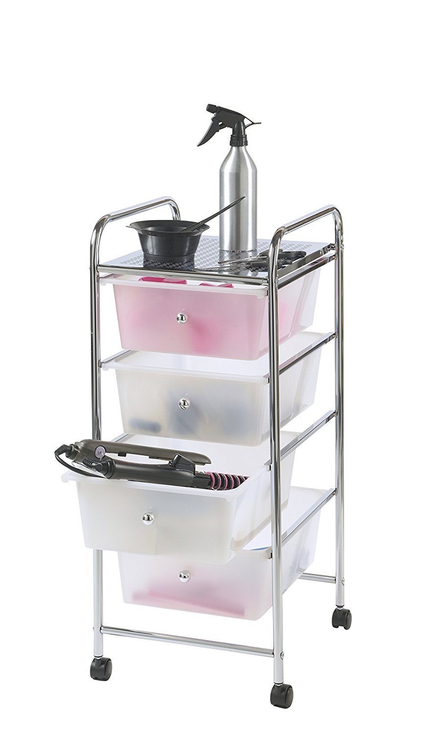 Metlex Drawer Storage Trolley | Home Office Supplies or Make-up & Beauty Accessories | White (4 Drawer)