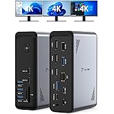 TobenONE 18 in 1 Laptop Docking Station 3 Monitors,Triple 4K HDMI,9 USB C/A | Docking Station with 3HDMI,Ethernet,PD 3.0,Fits Triple Monitor Office Work,for Windows/Dell/Lenovo Laptops (No Power Adapter)