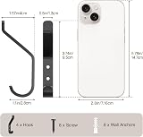 Josmimic 10 Pack Aluminum Wall Hooks 10 kg Screw In Black 10 cm view 3