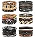 LOLIAS 24 Pcs Woven Leather Bracelet for Men Women Cool Leather Wrist Cuff Bracelets Adjustable