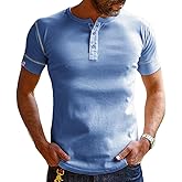 WENTTUO Men's Henley Shirts Short Sleeve Summer Casual Sport T-Shirts