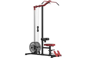 ER KANG LAT Tower, LAT Pull Down and LAT Row Cable Machine with Flip-Up Footplate, High and Low Pulley Station with AB Crunch Harness, Home Gym Back Exercise Weight Machine