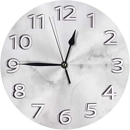 Amazon Co Jp 壁時計 白灰色の大理石 掛け時計 部屋装飾 シンプル おしゃれ 人気 丸形 時計 室内飾り物 静音 連続秒針 新築祝い 結婚祝い プレゼント インテリア ホーム キッチン