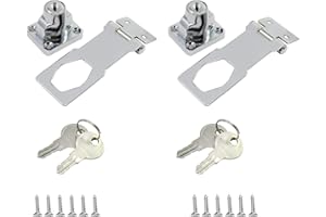 ADLUKAE Keyed Hasp Cabinet Door Latch Lock, 2 Pack 2.5 Inch Twist Knob Key Locking Hasp, Keyed Different Metal Closet Door Locks, Desk Locks for Drawers with Key(Chrome)