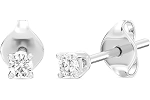 Gilded Lab-Grown Diamond Stud Earrings for Women| 925 Sterling Silver Studs and 14KT Gold 925 Plated Silver | Hypoallergenic Fine Jewelry | 4-Prong Basket, Push Back Nut | Round Cut, SI1 Clarity, F Color | 1/10,1/5,1/4,1/3,3/8,1/2,3/4,7/8,1 Carat Total Weight