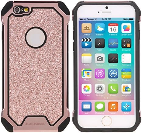 Letine iPhone 7plus case, Bling Sparkly Hybrid Slim Hard Cover Glitter Flash Sheer 2 in 1 TPU Shockproof Protective Soft Bumper case for iPhone 7plus Slim Back Cover (5.5 inch) (Rose Gold)