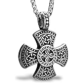bahamut Celtic Knot Triquetra Cross Pendant Necklace for Men Woman,Vintage Norse Viking irish Trinity Protection Amulet Jewelry Gifts
