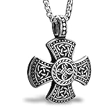 bahamut Mens Celtic Knot Cross Pendant Necklace for