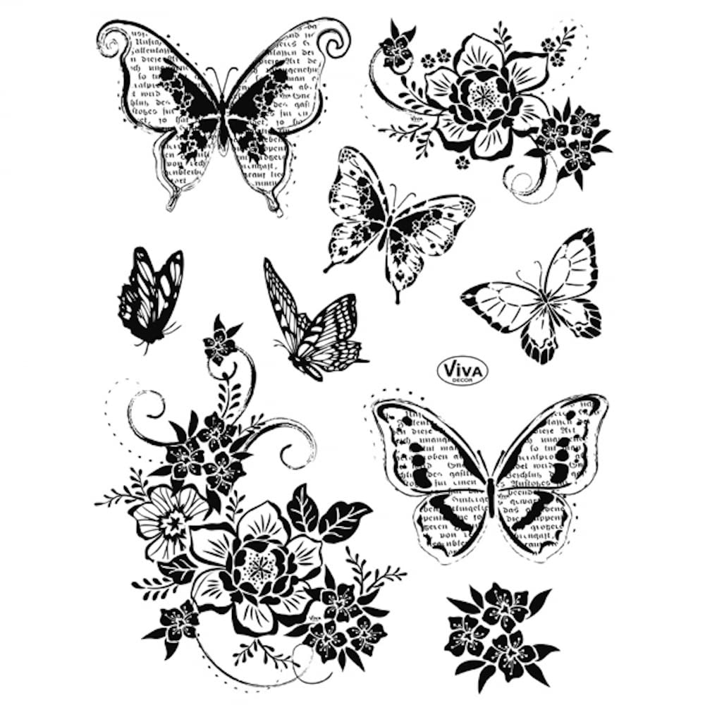 Viva Decor A5 Clear Silicone Stamps Set - Flowers & Butterflies 2 #151