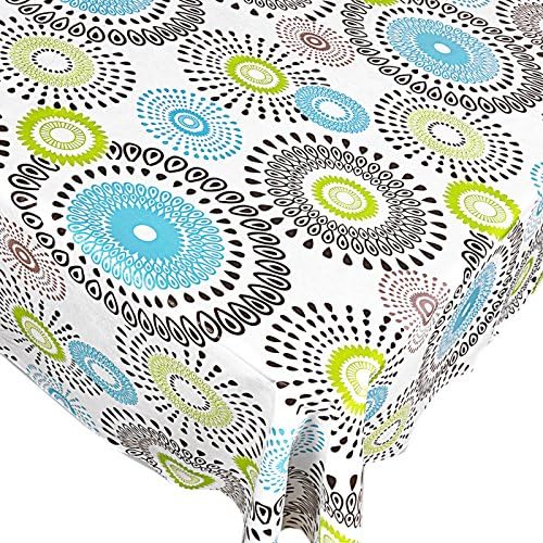 Home Bargains Plus Whimsy Circle Contemporary Print Indoor/Outdoor Vinyl Flannel Backed Tablecloth - 60 x 84 Oblong…