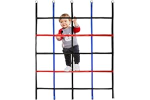 GAITWIN Climbing Cargo Net,Ninja Warrior Obstacle Course for Kids,Rope Net Ladder Monkey Bars for Rock Wall Jungle Gyms Playground Ribbon Training for Indoor and Outdoor Swing Set Tree House