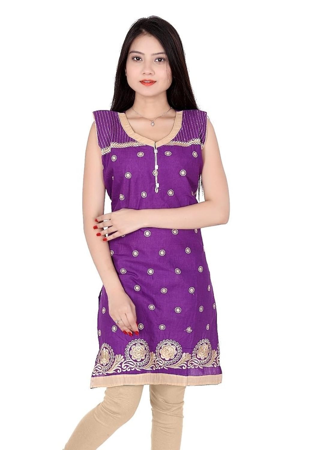 woou women's cotton embroidered kurti