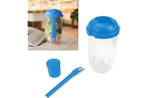 JECCYE Salad Dressing Container to Go - 2022 Keep Fit Salad Meal Shaker Cup with Fork and Salad Dressing Holder, Portable Vegetable Breakfast for Bento Box Lunch(Klein Blue)