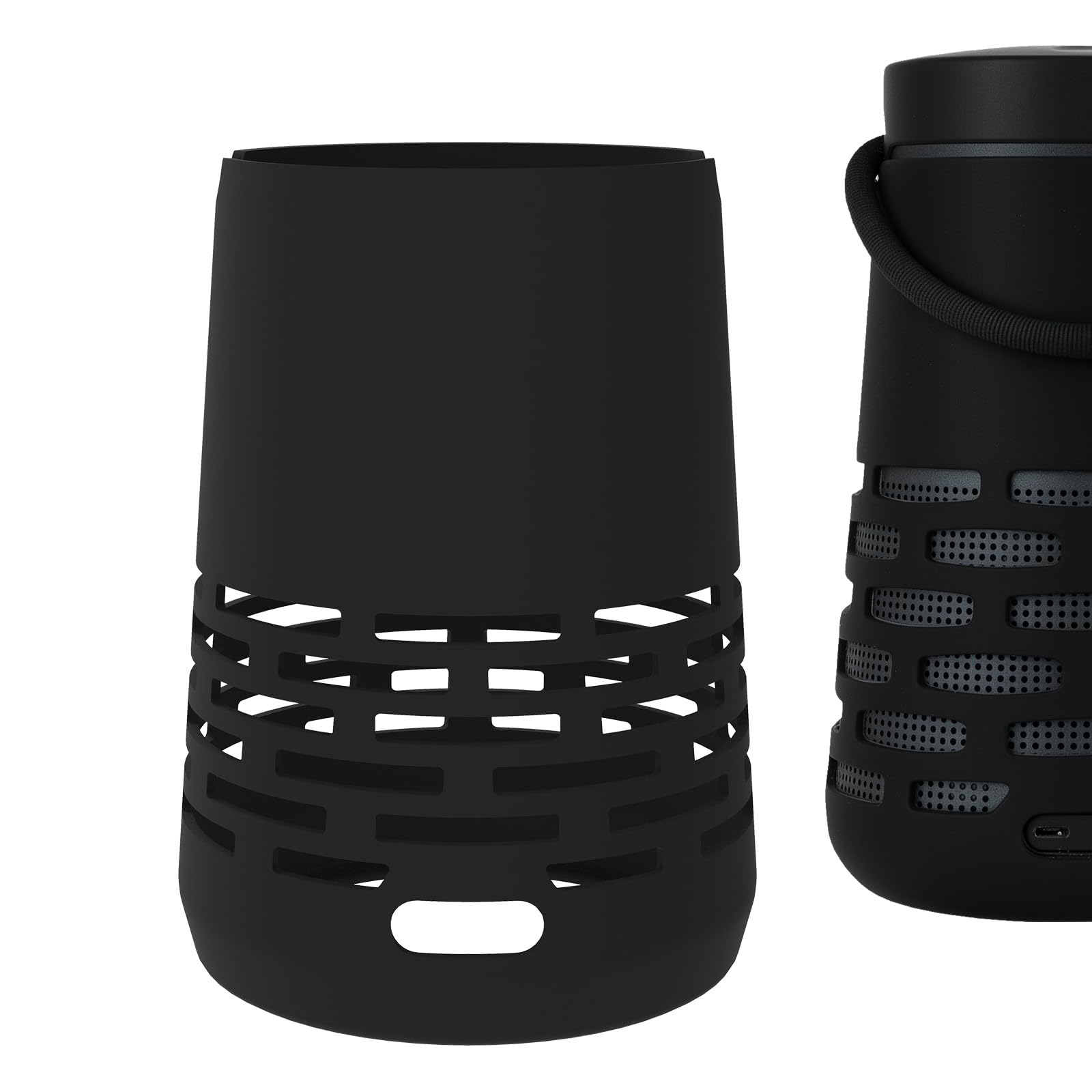 Geekria Silicone Case Cover Compatible with Bose SoundLink Revolve+, SoundLink Revolve+ II Wireless Speaker Skin Cover with Charging Port Accessible (Black)