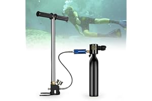 GDAE10 3.0 CU FT Oxygen 300PSI Mini Scuba Tank + 4500PSI High Pressure Air Pump, Diving Equipment Kit Breath Air Set Underwater Scooter Rebreather Dive Portable Lungs Oxygen Tanks