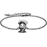 Silikepa Skull Bracelet 925 Sterling Silver Skull Crystal Bracelet Adjustable Bracelet Gothic Bracelet Skull Jewelry Gift for Women Men