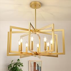 Bairth 8-Light Gold Chandelier, Farmhouse Dining