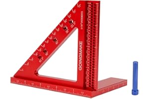 GOINGMAKE Carpenter Square Hole Position Scribing Ruler 4 x 5 Inch 3D Woodworking Square Multi Angle Measuring Ruler with Quick Angle Pin 0-90 Degree Protractor Layout Measuring Tool Red