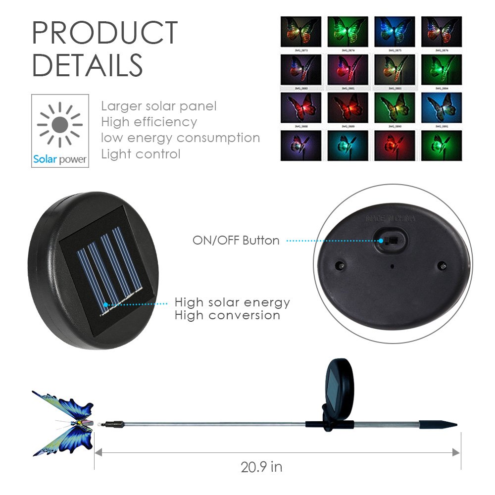 SOLARMKS Garden Decorative Solar Lights Outdoor Butterfly Stake Lights, Multi-Color Changing LED Fairy Garden Decorative Lights,3 Pack Fiber Optic Solar Butterfly Lights for Garden, Patio, Backyard