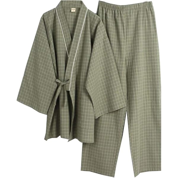 ZEALMAX Men's Kimono Japanese Jinbei Shirt and Pant Cotton Linen