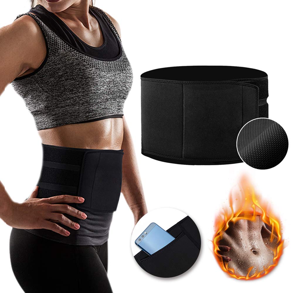 Hually Waist Trimmer, Breathable Waist Trainer Belt, Women's Slimming Body Shaper Band with Dual Adjustable Belly, Sports Lower Back Support for Men & Women Gym Workout