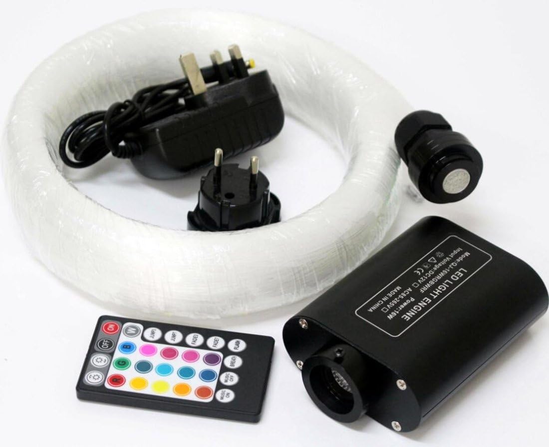 HongTie New 16W LED RGBW 28Key RF Remote Fiber Optic Star Ceiling kit Lights with Music Mode Remote Controller 250pcs 0.75mm 3m