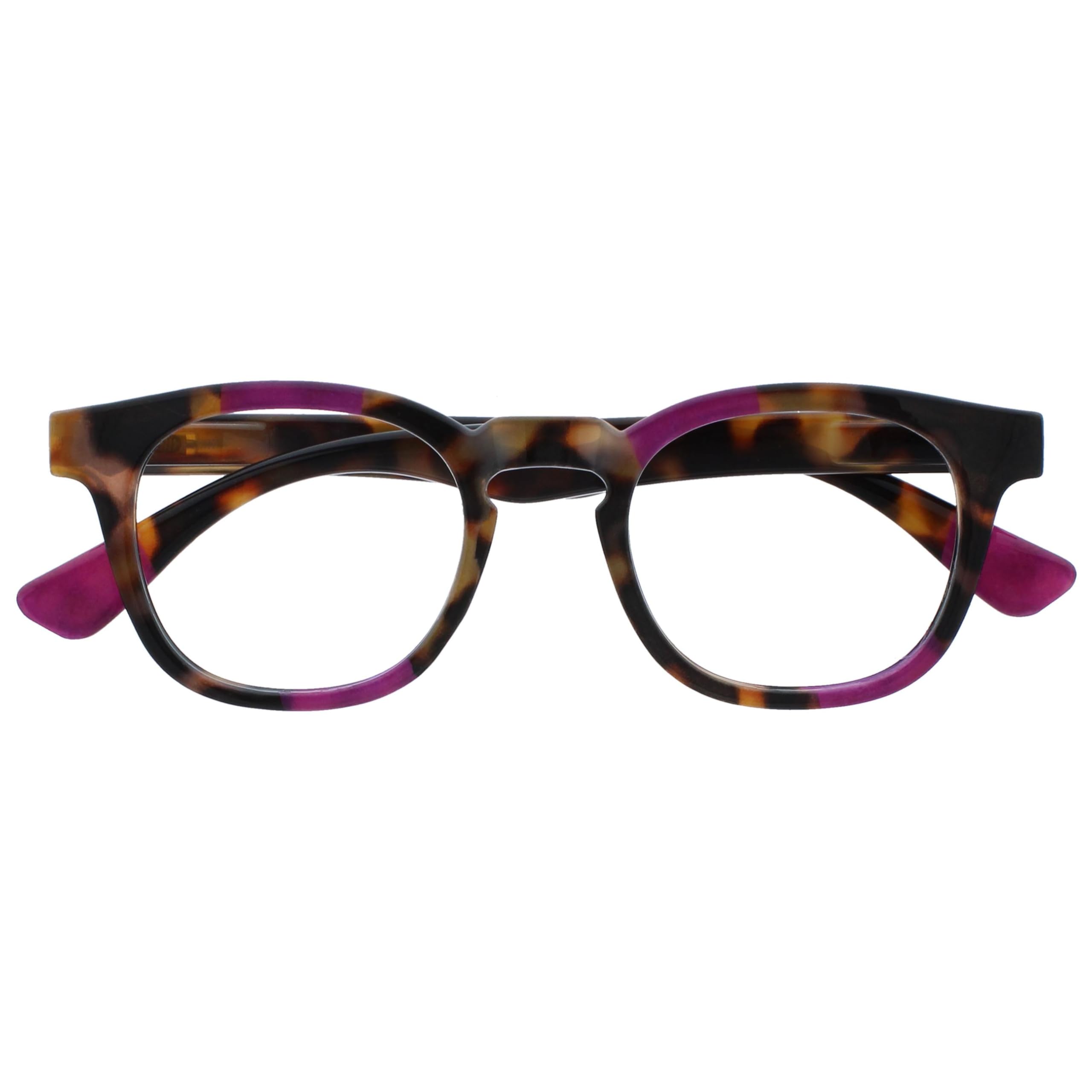 OPULIZE Ava Reading Glasses Flattering Rounded Frame Spring Hinges Scratch Resistant Brown Tortoiseshelll Purple Mens Womens R62-5 +1.50