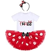 IBTOM CASTLE Baby Girls One 1st 2nd 3rd Birthday Outfit Polka Dots Romper Tutu Dress Headband Princess Skirt Set Photo Shoot