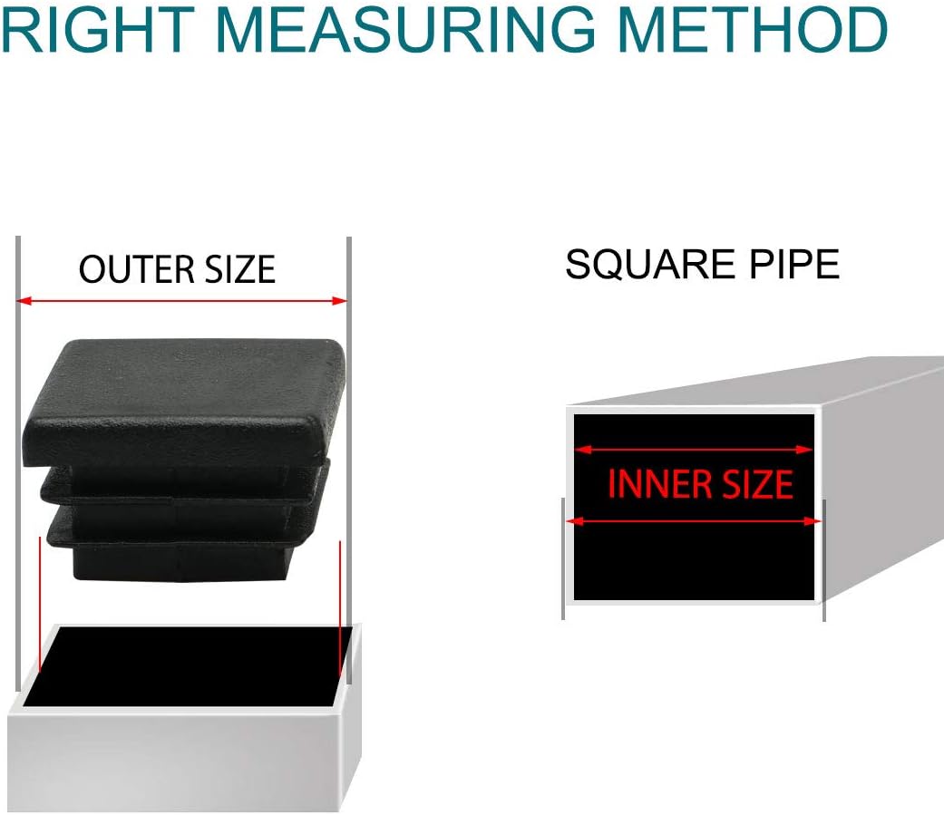 sourcing map Plastic Square Blanking End Cap Tubing Tube Inserts 25mm x 25mm 15 Pcs, Black - Image 4