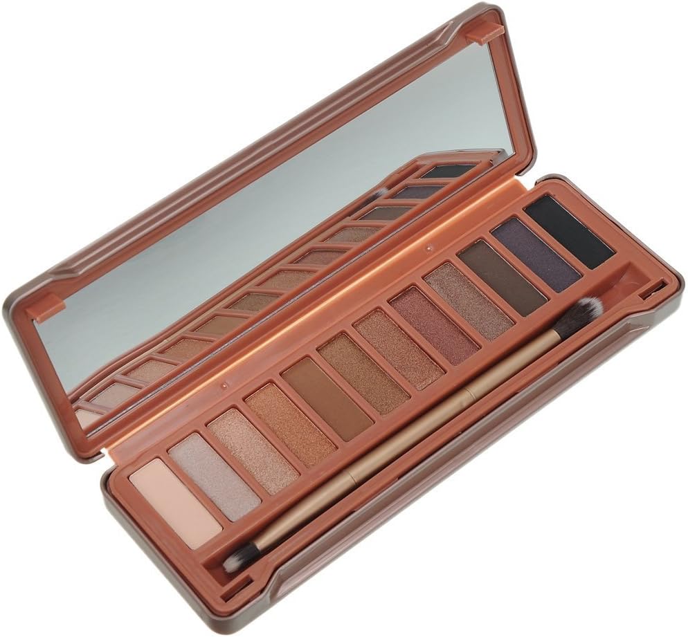 Jamee Naked Earth 12 Color Eye Shadow Matte Cosmetic Makeup Palette & Brush Mirror Set