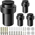 Door Stoppers 2.5 Inch Floor Door Stop Cylindrical Black Doorstop Rubber Bumper Wall Protector, Stainless Steel Heavy Duty Door Stopper for Bottom of Door, 4 Pack