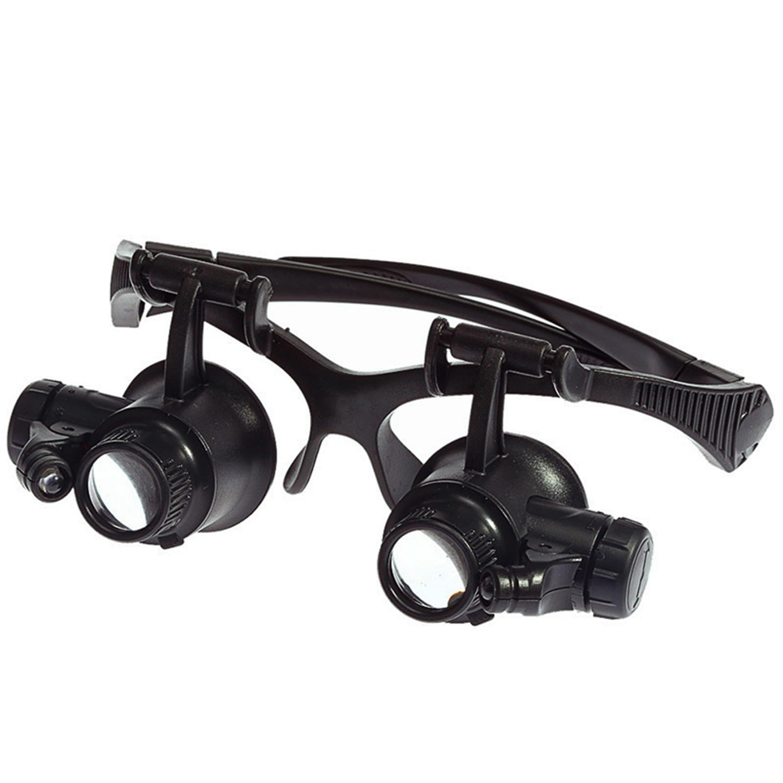 Meichoon LED Head-Mounted Magnifier 10X 15X 20X 25X Optical Lens Glass Double Eyes Magnifying Glasses With LED Light Jeweler Watch Repair Measurement Tools