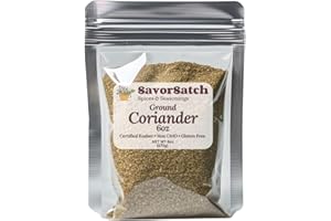 SavorSatch Ground Coriander Powder – 6 oz Resealable Pouch | Freshly Ground, Aromatic, Certified Kosher, Non-GMO | Warm, Citrusy Spice for Cooking, Baking, Curries, and Seasoning