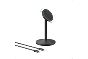 Anker MagGo iPhone 17 MagSafe Charger Compatible Stand, 15W Fast Magnetic Wireless Charging Station, Qi2 Certified 360° Wireless Charger, Magnetic Stand for iPhone 17/16/15/14/13 Series (No Adapter)