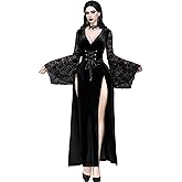 InGoticos Women Gothic Sexy High Slit Patchwork Party Lace-up Goth Dress Witch