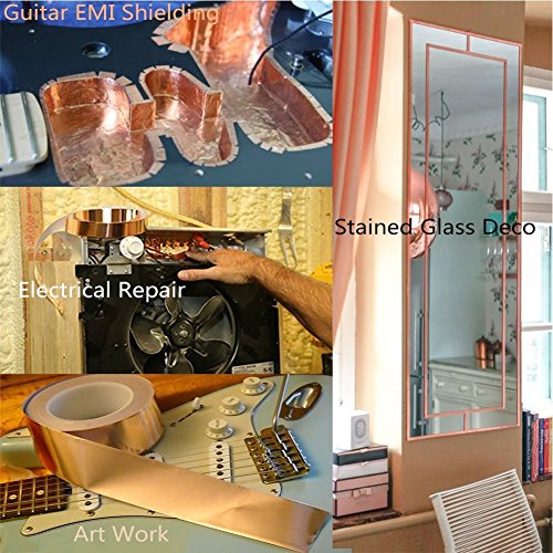 Wolfride Pack of 3 Double-sided Conductive EMI Shielding Copper Foil Tape for Stained Glass, Soldering, Electrical Repairs, Slug Repellent, Paper Circuits, Grounding ( 27.5 Yard/Each ) - Thumbnail 4