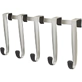 Umbra Schnook Steel Over the Door Hooks, 5-Hook Set, Black/Nickel | Rubber tips protect clothes, no hardware needed, holds 5 lbs each, measures 18x8 inches, bathroom or bedroom use